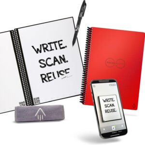 Rocketbook Core Reusable Smart Notebook | Innovative, Eco-Friendly, Digitally Connected Notebook with Cloud Sharing Capabilities | Dotted, 6" x 8.8", 36 Pg, Atomic Red, with Pen, Cloth, and App Included