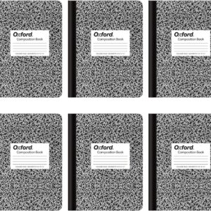 Oxford Composition Notebooks, College Ruled Paper, 9-3/4 x 7-1/2 Inches, 100 Sheets, Black, 6 Pack (63767)