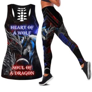 Wolf Hollow Out Tank Top And Leggings LT2