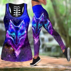 Wolf Hollow Out Tank Top And Leggings LT1