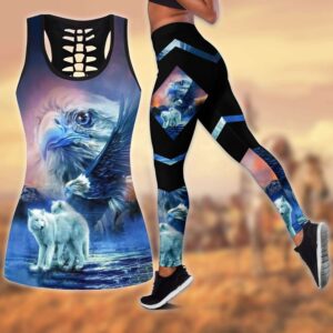 Wolf Hollow Out Tank Top And Leggings TD3